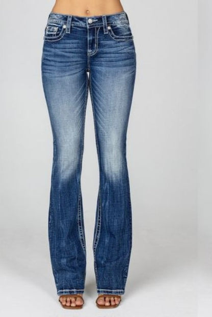 Miss Me Embroidered Cross Mid Rise Boot Jeans - 28