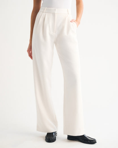 Abercrombie & Fitch Cream Sloane Tailored Wide Leg Pants - 28