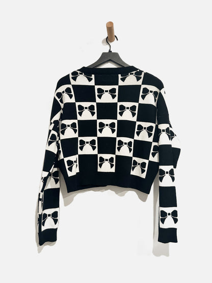 Luna Ivy Black and White Bow Sweater - XS