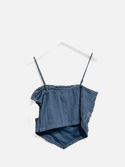 Miss Me Blue Studded Cropped Tank - Small