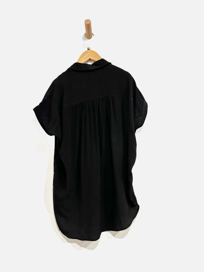 Madewell Black Drapey Button Down SS - XXS
