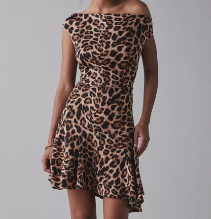 Urban Outfitters Leopard Print Midi Ruffle Dress - XS
