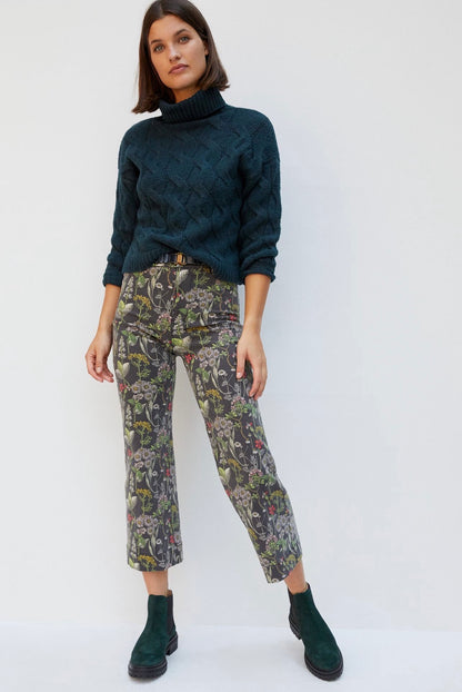 Anthropologie Pilcro Water Lily Ultra High Rise Wide Leg Jeans in Black Pattern - 16