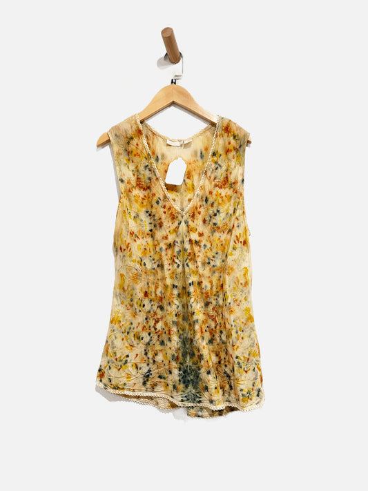 White Wash Silk Tie Dye Tank - Medium