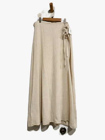 Elleven Cream Linen Blend Maxi Wrap Skirt - Large