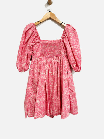 Abercrombie & Fitch Emerson Poplin Puff Sleeve Mini Dress in Pink Pattern - XSP