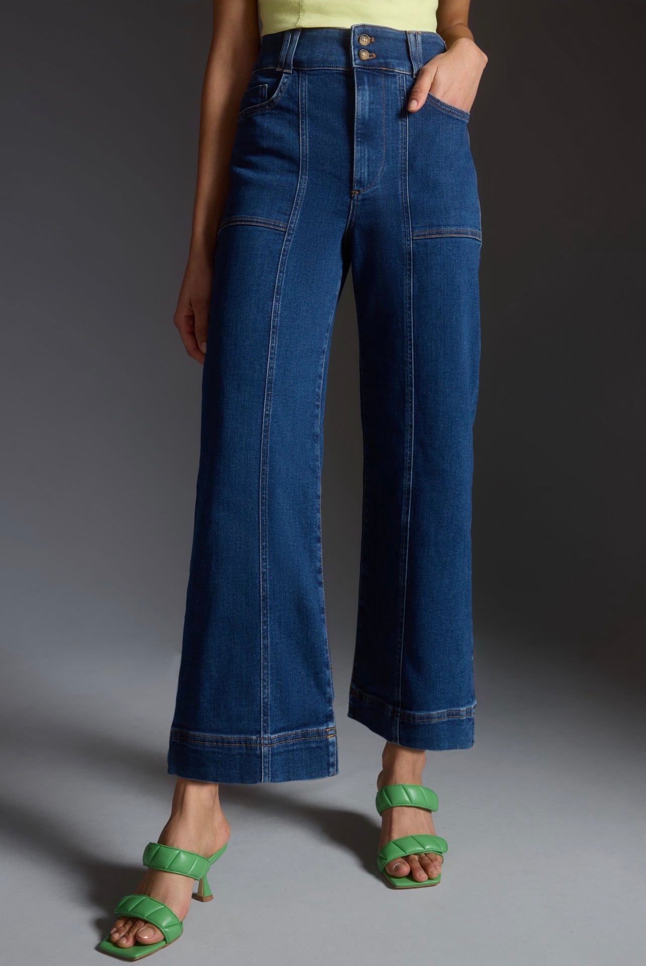 Anthropologie Pilcro The Skipper Seamed High-Rise Cropped Wide-Leg Jeans - 26