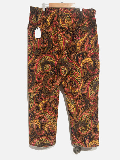 Free People City Slouch Printed Cord Pants in Magenta Combo - XL