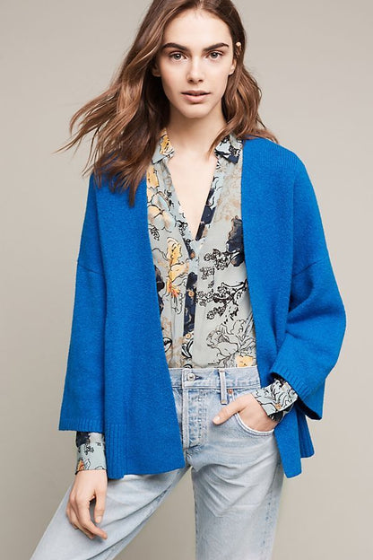 Anthropologie Sleeping on Snow Alcott Belted Cardigan in Blue - Large