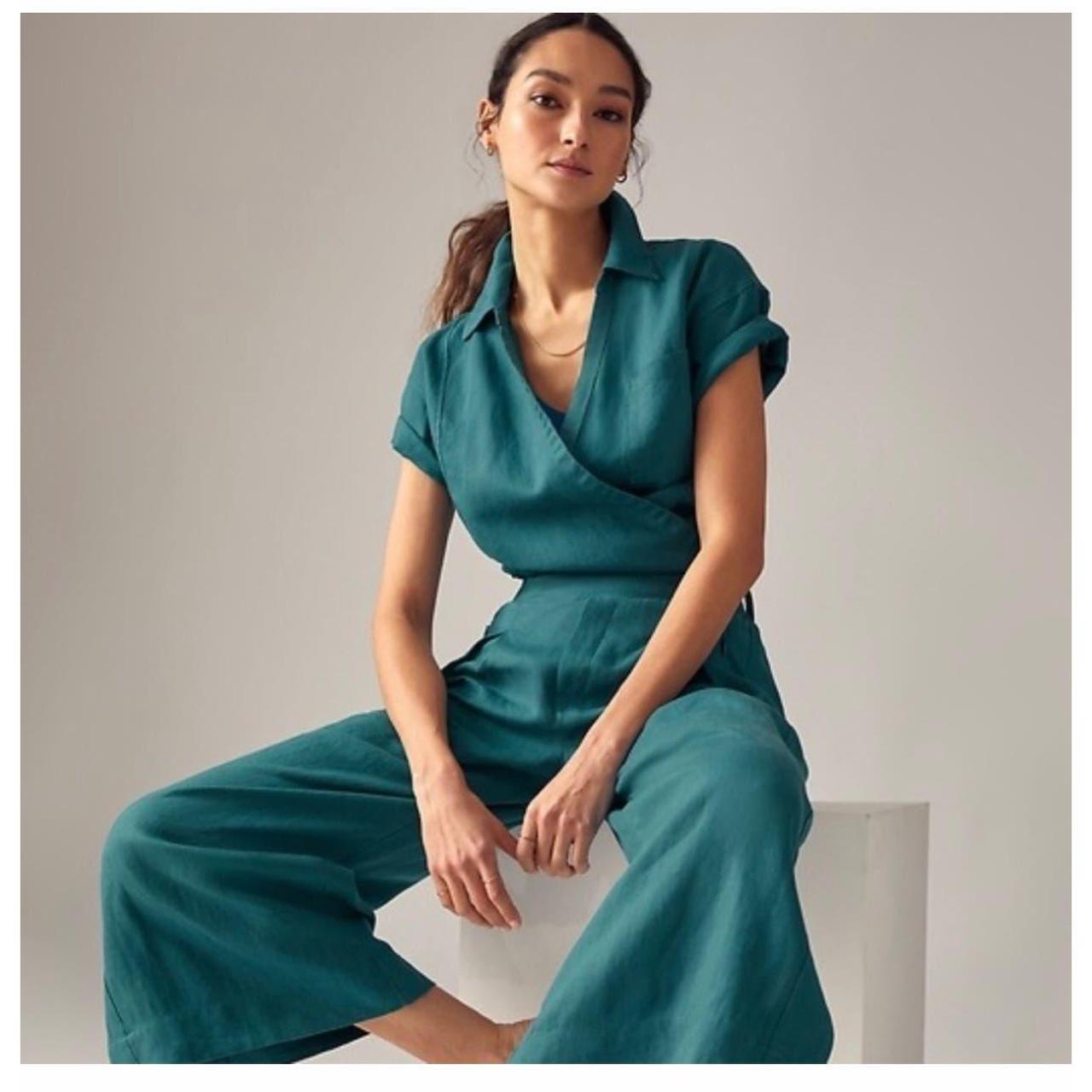 Athleta Blue Linen Crop Wide Leg Pants - 14