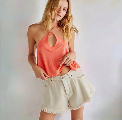 Free People Long Weekend Halter Tank in Watermelon - Large
