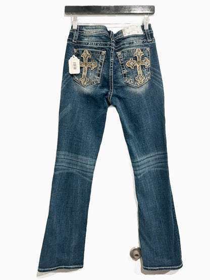 Miss Me Embroidered Cross Mid Rise Boot Jeans - 28