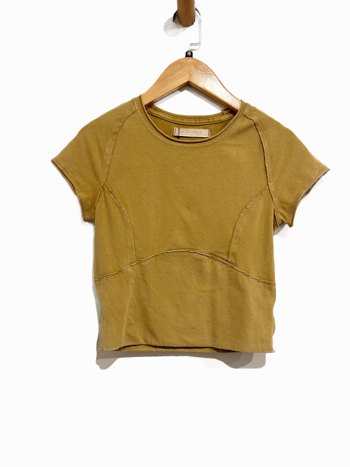 Free People Protagonist Cropped Cap Sleeve Tee in Golden Eagle - XS