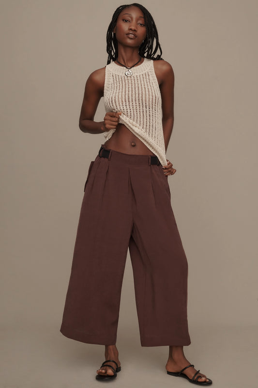 Anthropologie Safari Brown Wide Leg Pants - Small