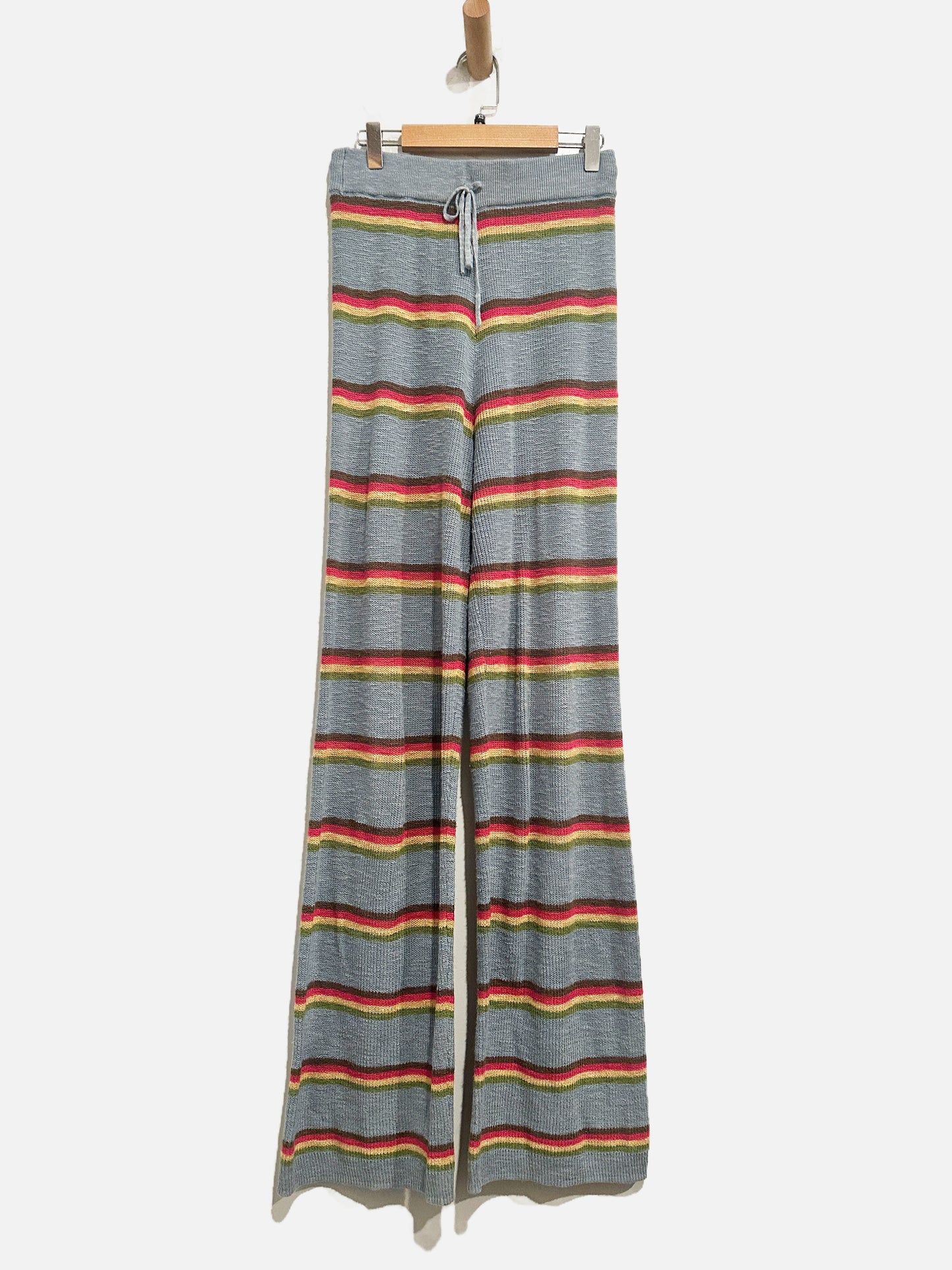 Free People Beach Mariner Striped Knit Pants in Lagoon Combo - XS