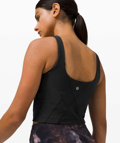 Lululemon Nulu Fold Tight Crop Yoga Tank Top in Black- 8