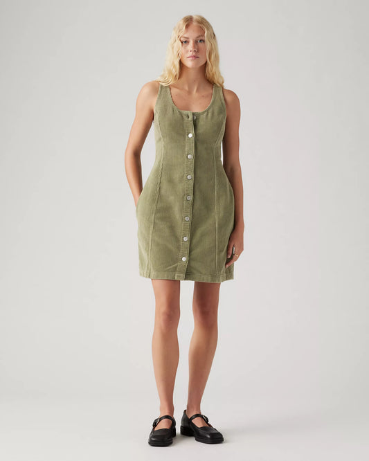 Levi’s Tuli Corduroy Mini Dress in Green - Medium
