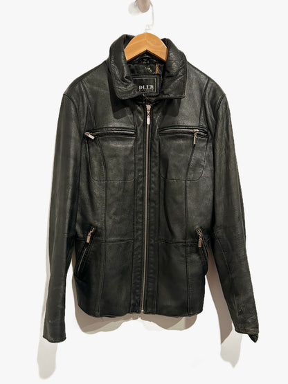 Adler Vintage Black Leather Jacket - Large
