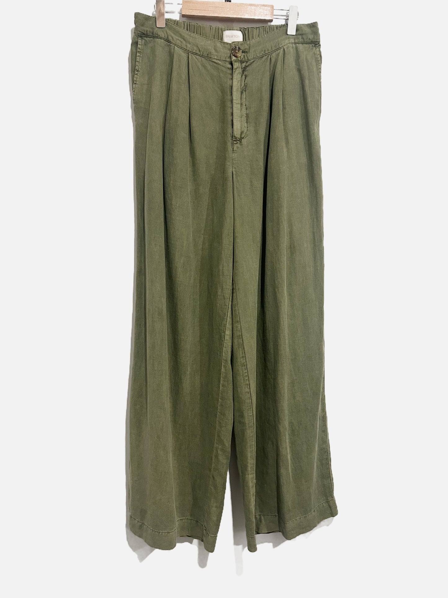 Brixton Vintage Linen Blend Wide Leg Pants in Sea Kelp - Medium