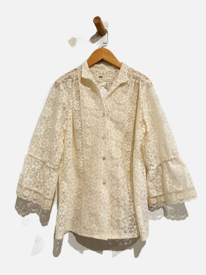 Vintage Carefree Fashions AZ Lace Button Down Blouse - Large
