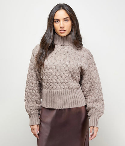 H&M Brown Crop Turtleneck Sweater - Small