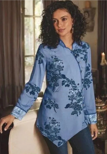 Soft Surroundings Tranquil Blooms Blouse - Large