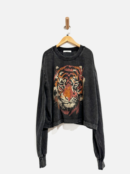 Project Social Tee Black Tiger Graphic Sweatshirt - Medium