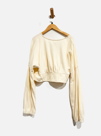 Madewell Cream Button Cropped LS Top - Medium