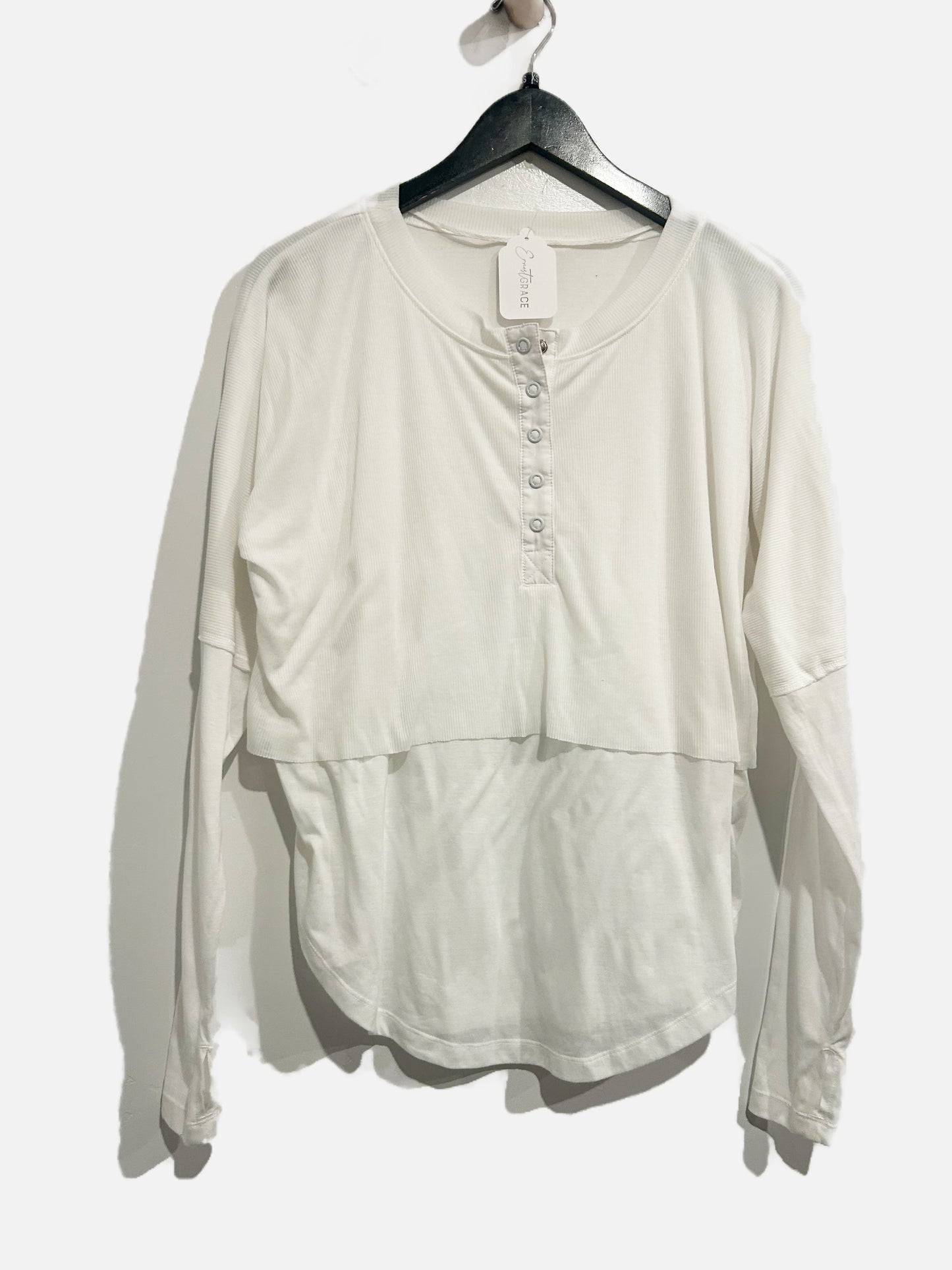Free People Movement Twice As Nice Henley LS Shirt in White - XS