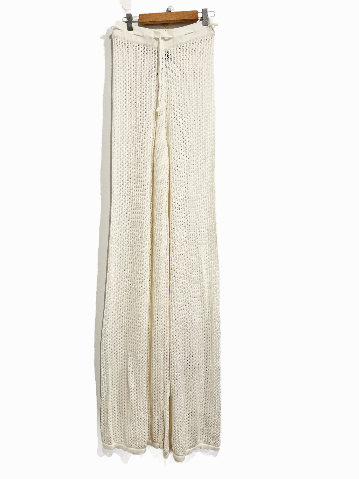 White Fox Wild One Off White Crochet Pants - Small