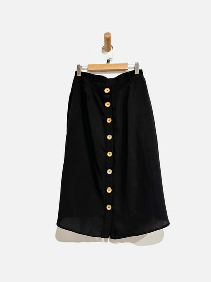Lulus Black Button Front Midi Skirt Set - Small