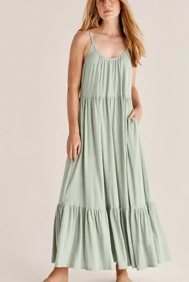 Z Supply Green Midi Ruffle Dress - Small