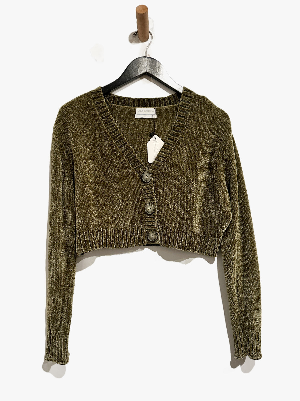 Urban Outfitters Maura Cropped Cardigan in Green - Small