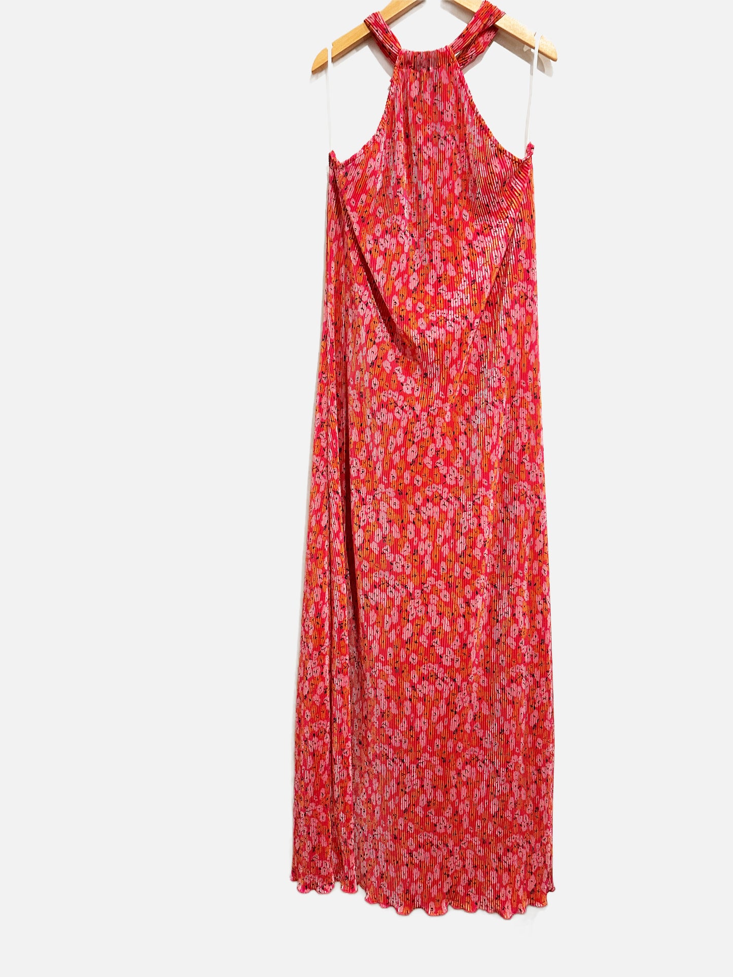 Petal + Pup Melody Plisse Pink Floral Halter Maxi Dress - XL