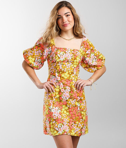 Billabong Paradise Floral Mini Dress in Moss - XS