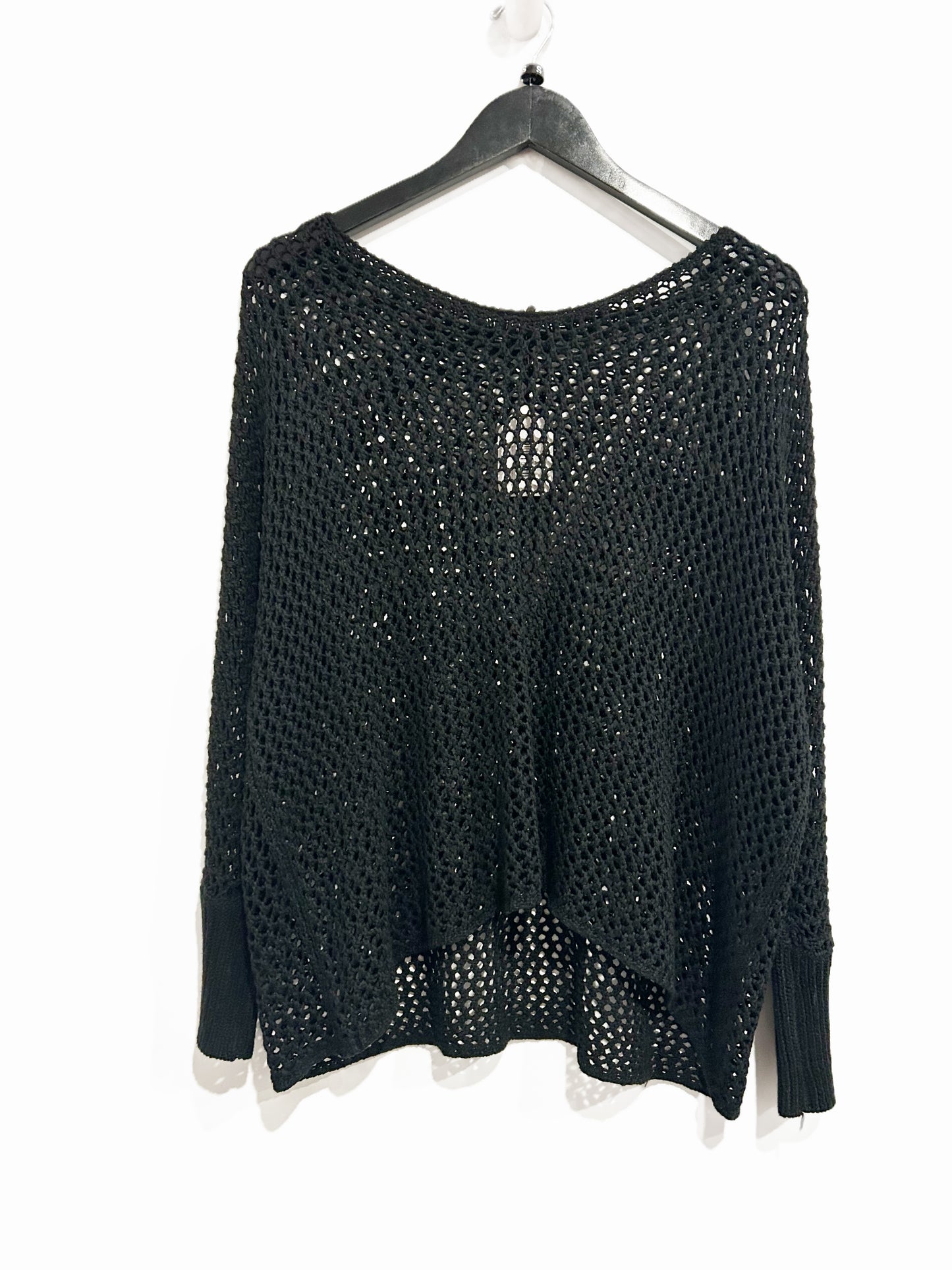 Vintage Sisters Black Open Crochet Knit Top - S/M