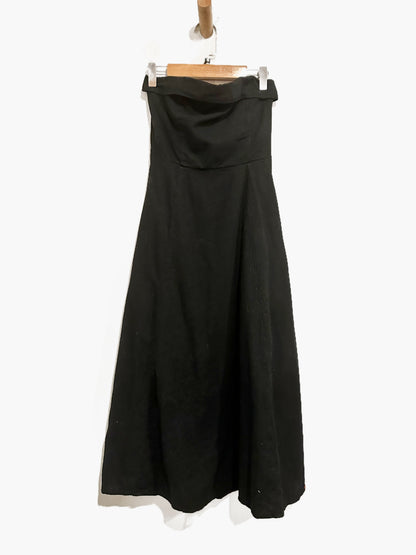 Abercrombie & Fitch Black StraplessLinen Midi Dress - XS