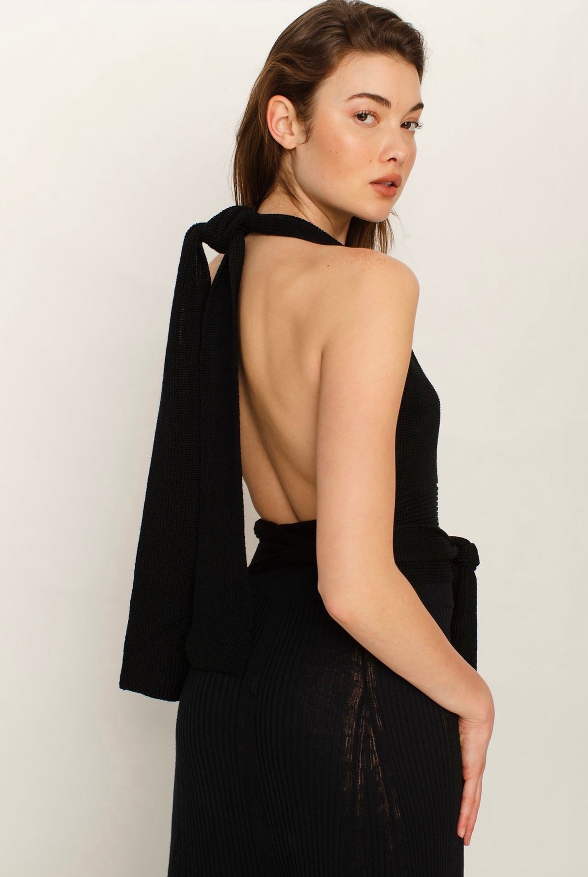 Free People Beach Orchid Convertible Open-Back Sweater Tank in Black - Medium