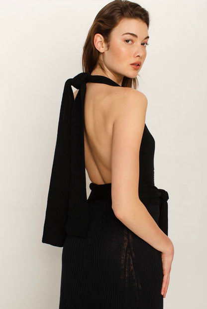Free People Beach Orchid Convertible Open-Back Sweater Tank in Black - Medium