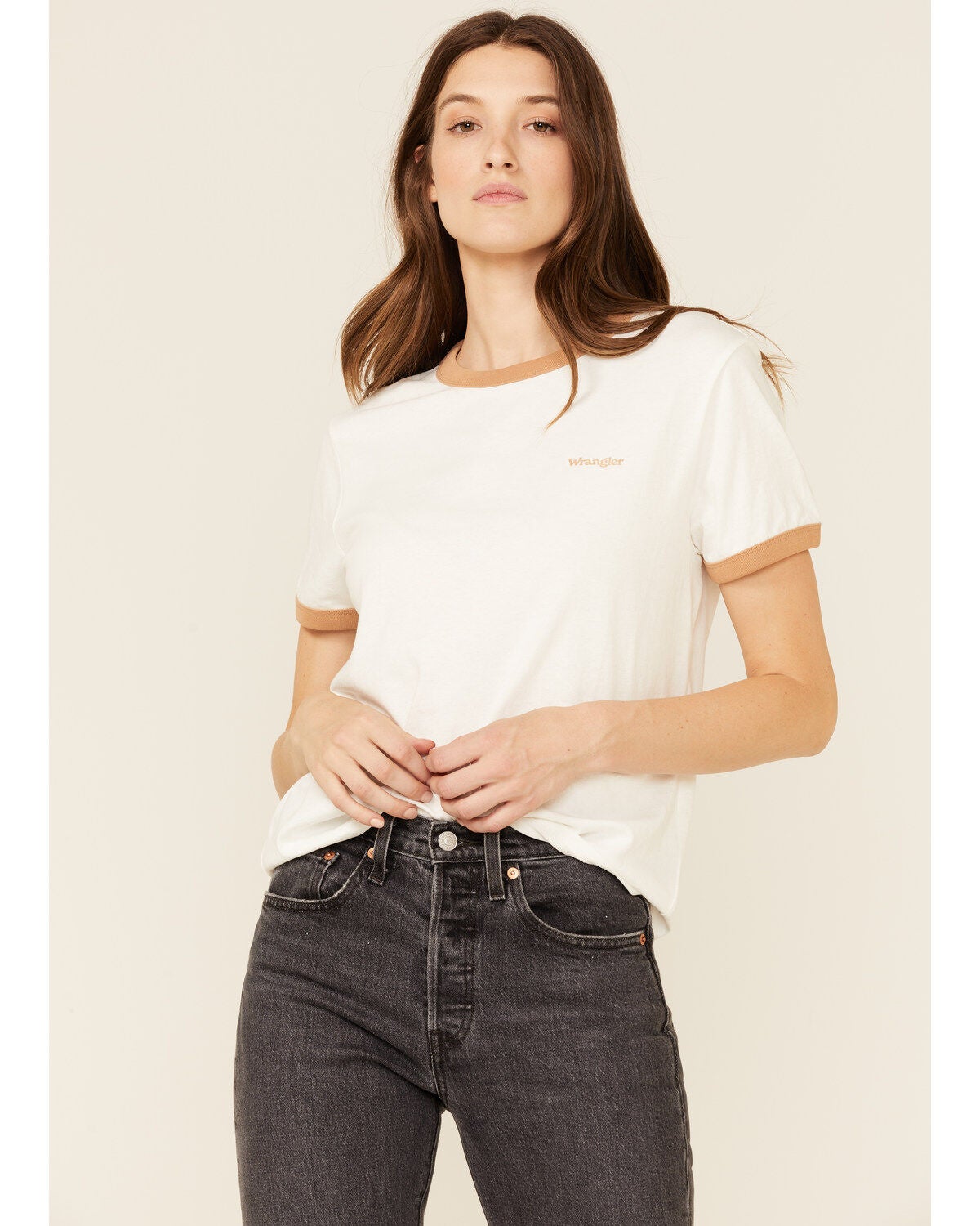 Wrangler White Ringer Tee - Medium