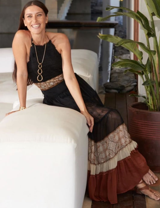 White House Black Market Mixed Media Halter Maxi Dress - XL