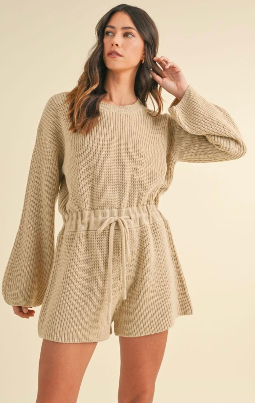 Lucca NWT Cream Sweater Romper - Large