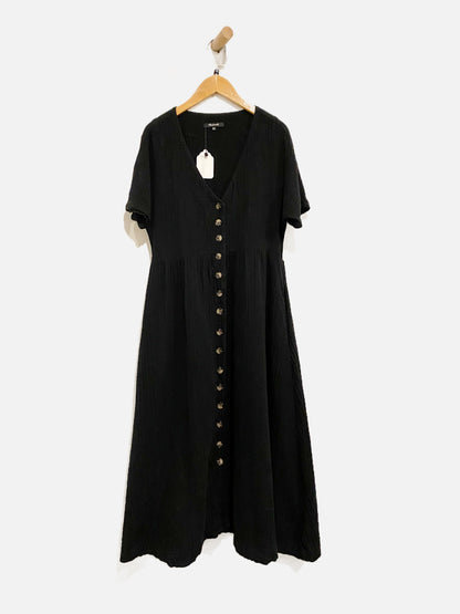 Madewell Black Muslin Button Front Dress - XXS
