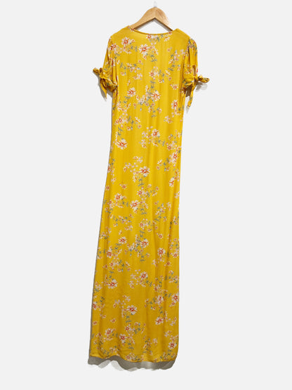 $$ Flynn Skye Yellow Floral Midi Button Down Dress - XS