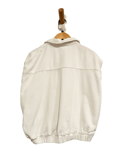 Zara White Elastic Waist Denim Zip Up Vest - Large