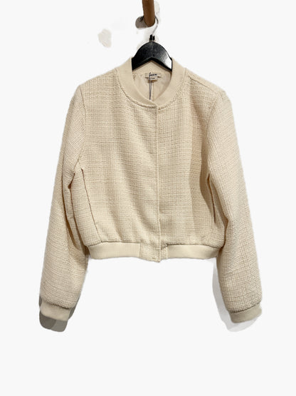 Jason Wu Cream Tweed Bomber Jacket - Large