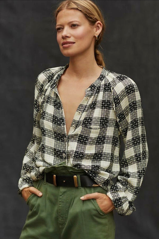 Anthropologie Pilcro Breezy Plaid Button Down Shirt - XS