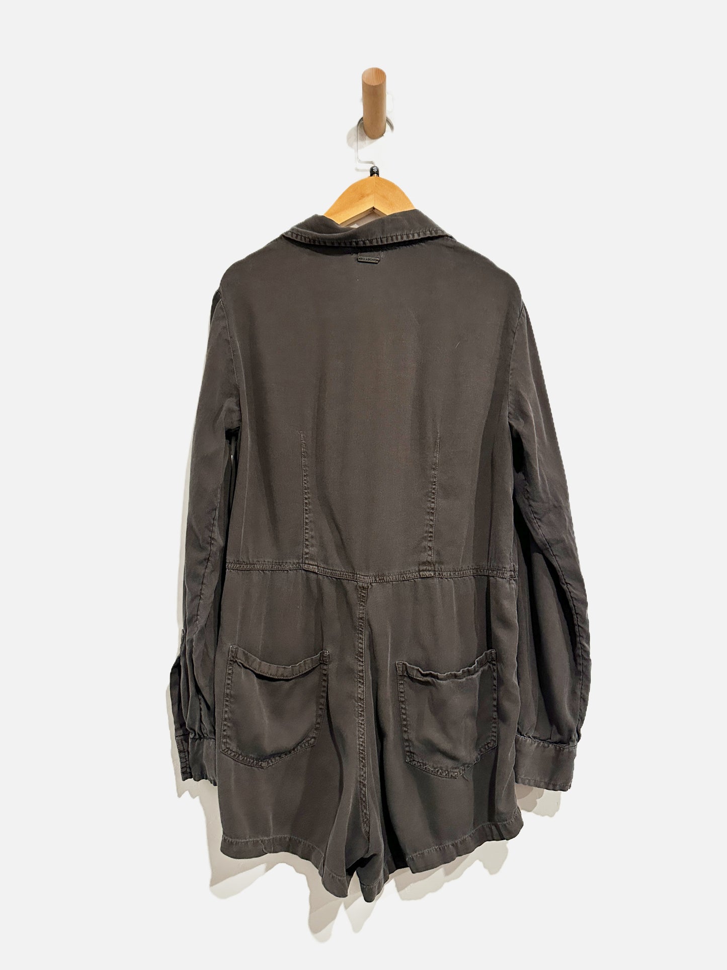 Billabong Gigi Washed Black Long Sleeve Romper - Small
