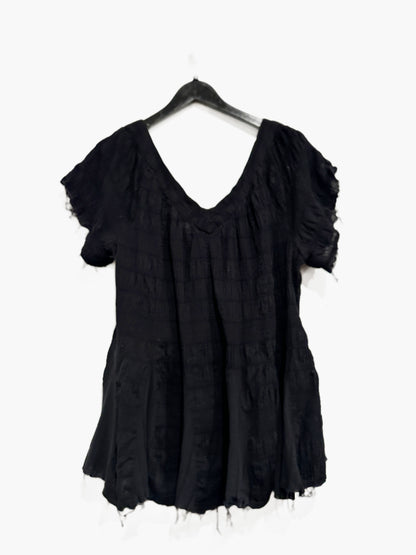 Free People Jolene Black Button Front Blouse - Medium