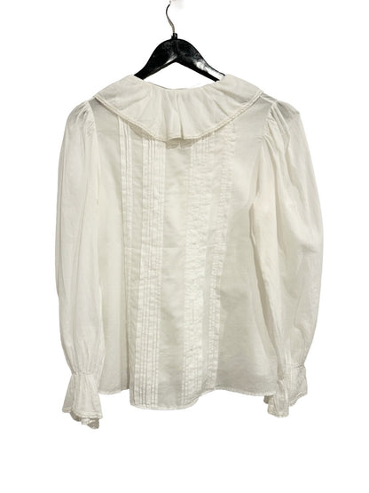 Zara White Ruffle Long Sleeve Blouse - XS